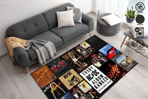 AC DC Album Covers Patterned Music Room Rug