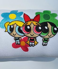 Powerpuff Girls X Y2K Flowers Cute Embroidery Crewneck Sweatshirt