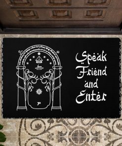 Lord Rings Speak Friend And Enter Polyester Doormat, Lord Rings Rubber Base Doormat, Halloween Gift, Holiday Home Decor, Closing Gift New House