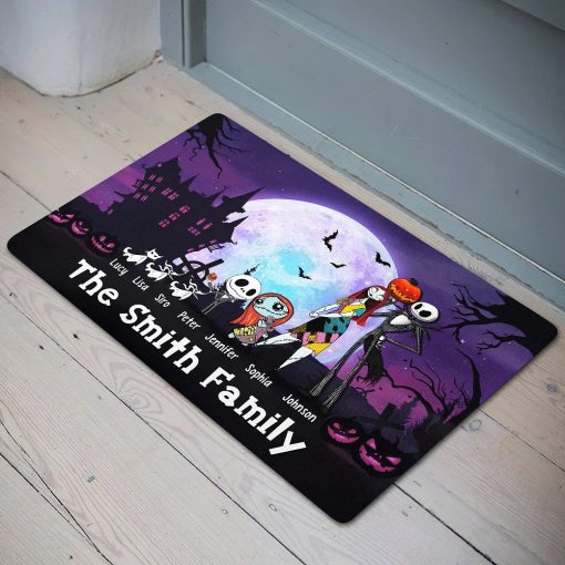 Personalized Jack And Sally Family Nightmare Jack Skellington Doormat Teeholly