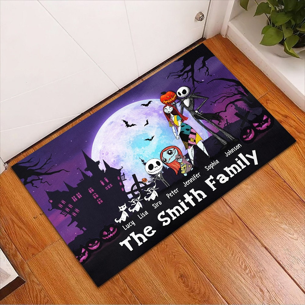 Personalized Jack And Sally Family Nightmare Jack Skellington Doormat Teeholly