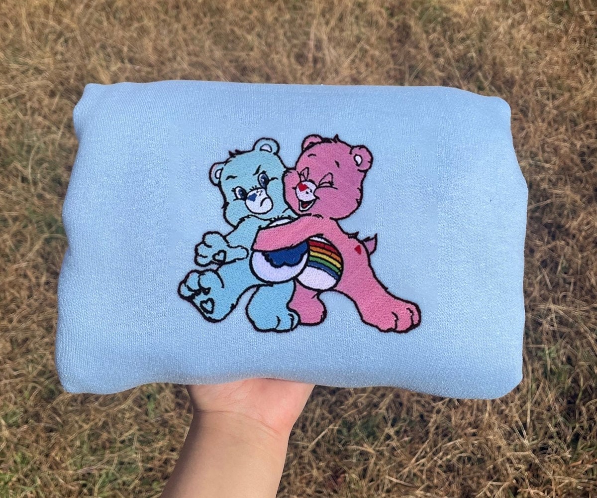 Care Bears Grumpy And Rainbow Bear Embroidered Sweatshirt Care Bears Grumpy And Rainbow Bear Embroidered Sweatshirt
