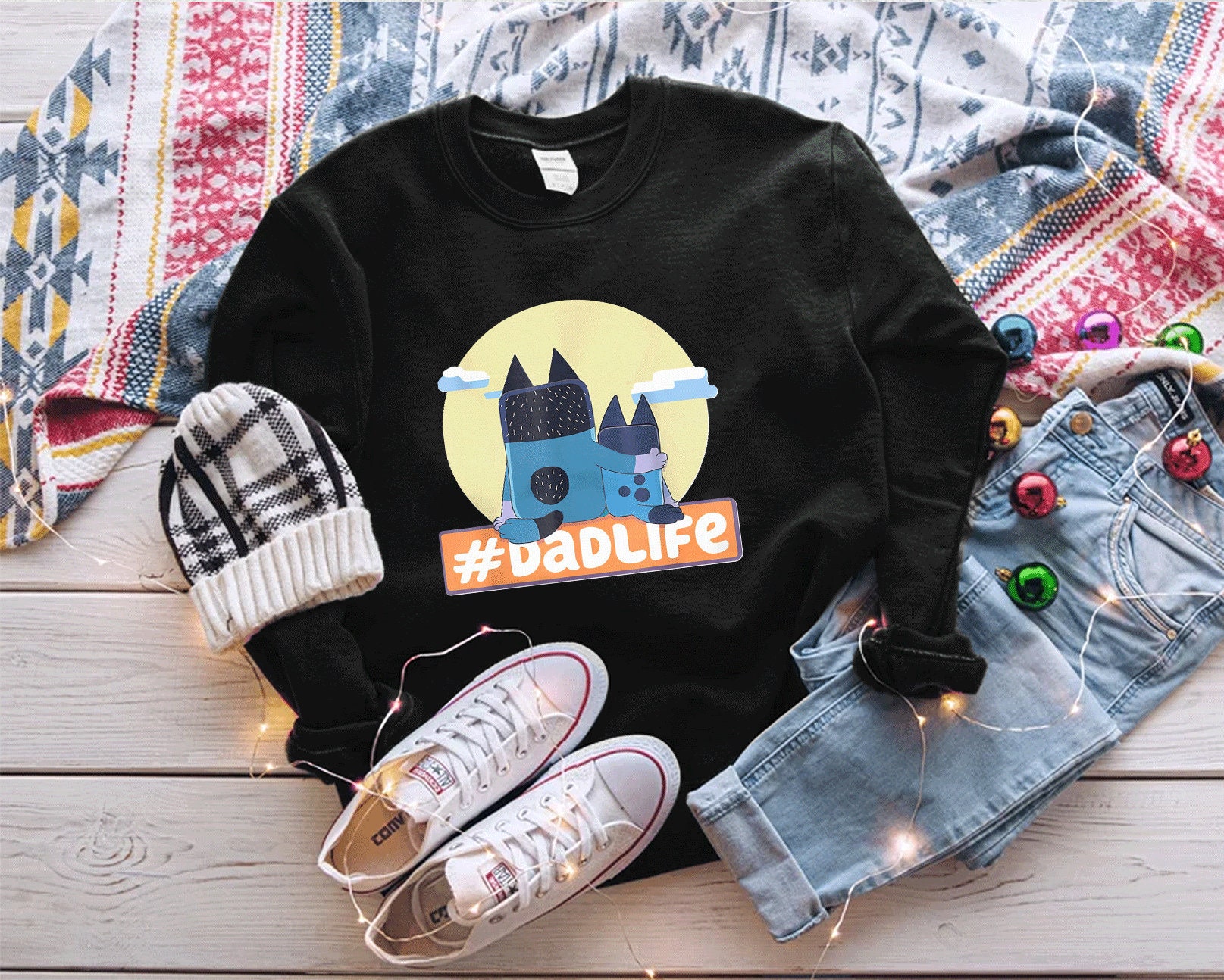 Bluey Family Bandit Daddy Hoodie Tee - Teeholly