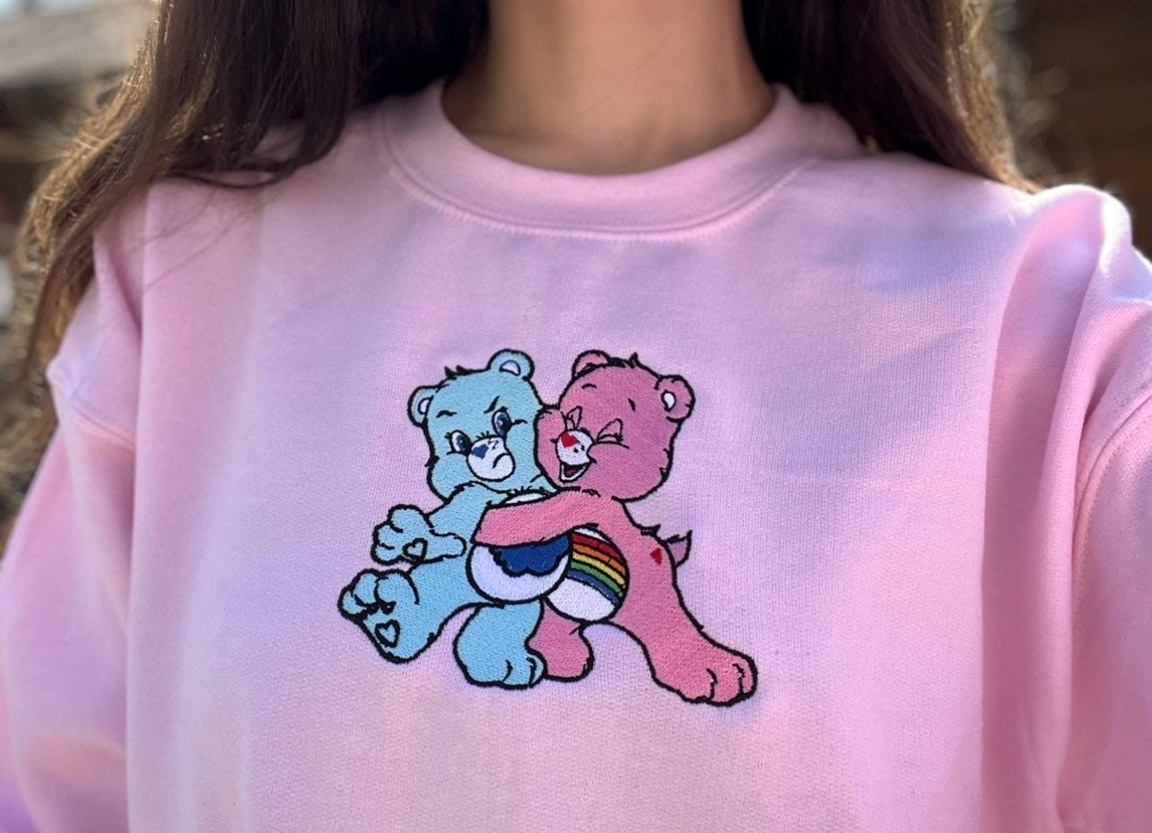 Care Bears Grumpy And Rainbow Bear Embroidered Sweatshirt Care Bears Grumpy And Rainbow Bear Embroidered Sweatshirt