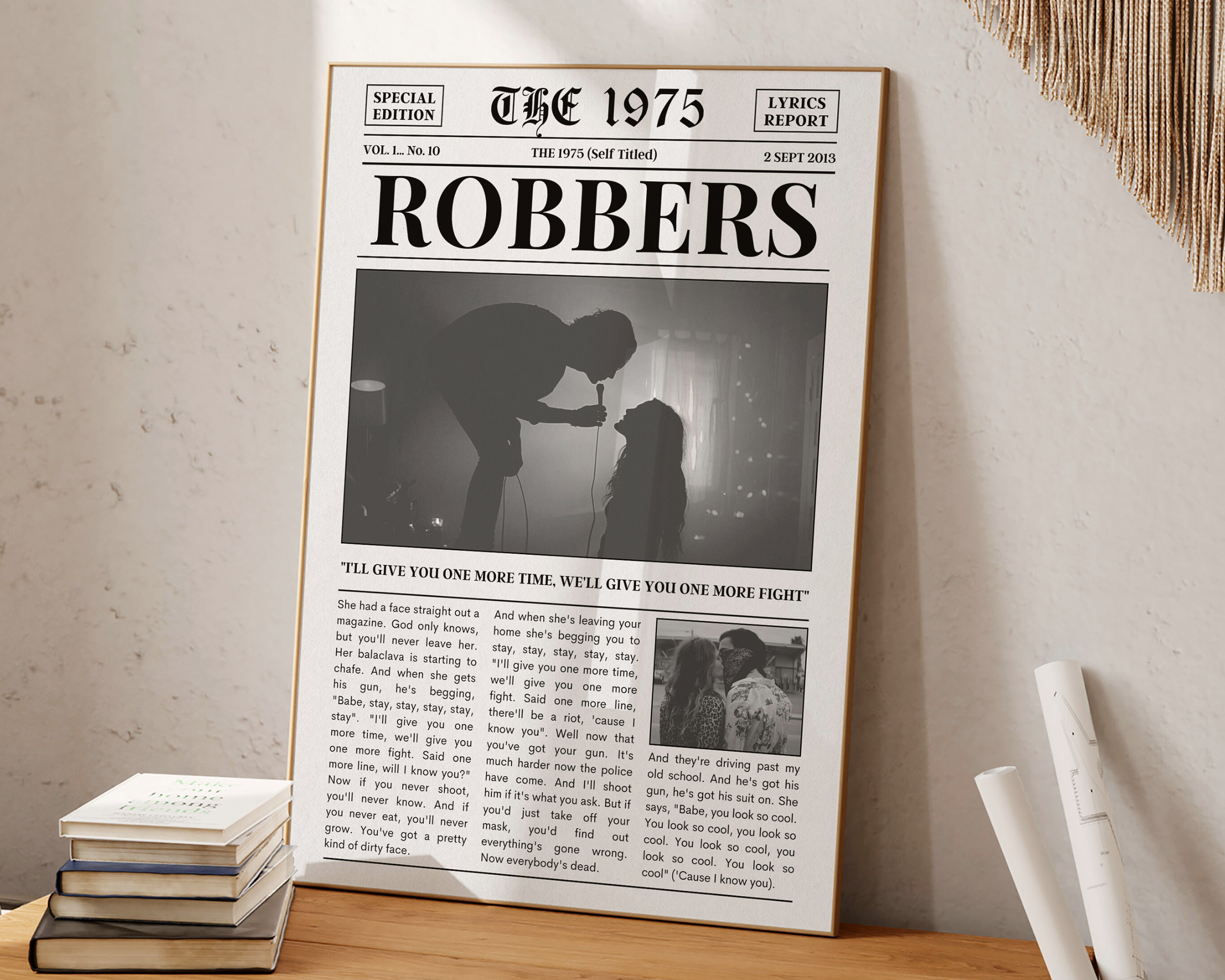 Robbers Lyrics Print The 1975 Retro Newspaper Wall Art Robbers Lyrics Print The 1975 Retro Newspaper Wall Art